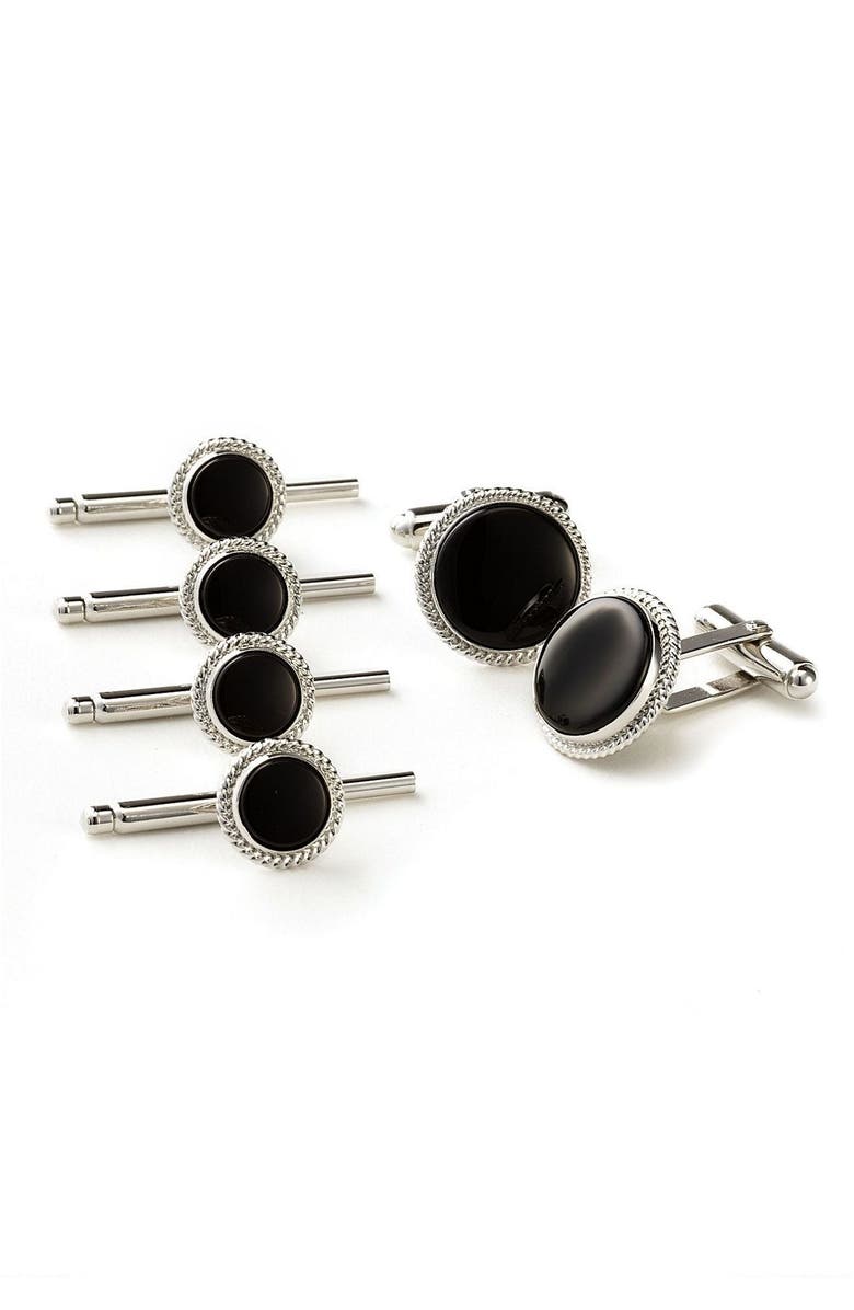 David Donahue Onyx Cuff Link & Stud Set, Main, color, Onyx