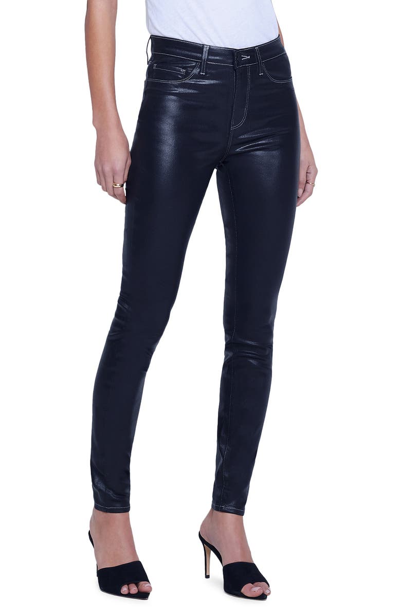 L'AGENCE Marguerite Topstitch Detail Coated Skinny Jeans, Main, color,