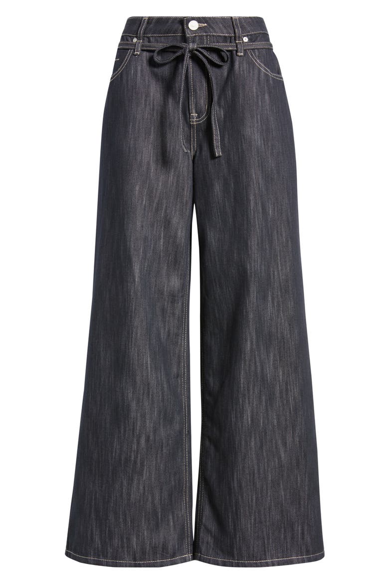 Tie Waist Super Wide Leg Jeans, Alternate, color, INDIGO