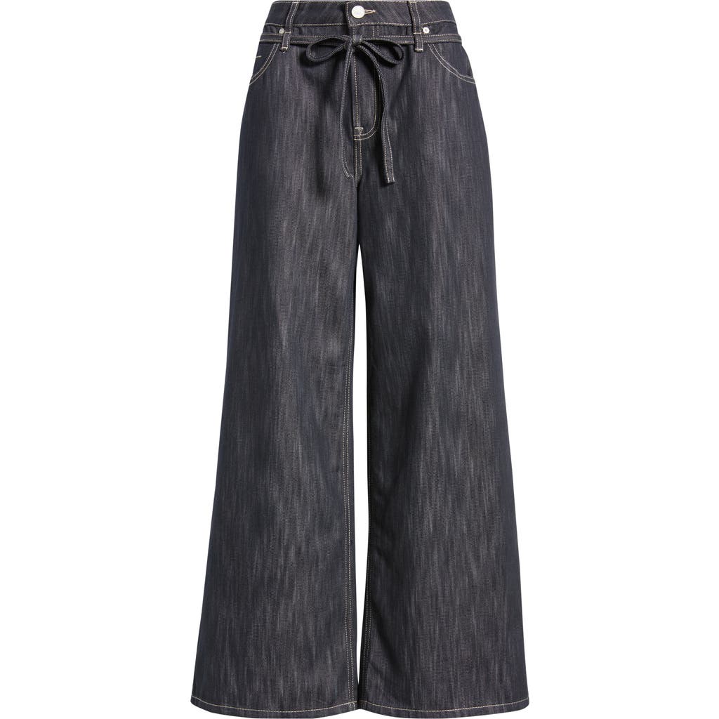 City Blues Tie Waist Super Wide Leg Jeans In Black