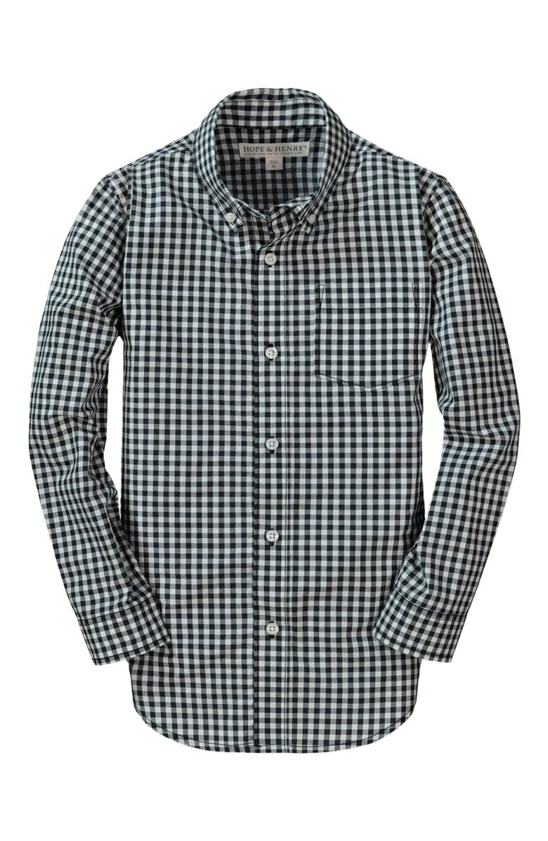 Hope & Henry Baby Boys' Poplin Button Down Shirt, Infant, Main, color, Black Gingham