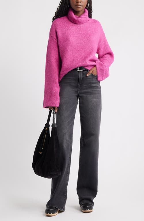 Treasure & Bond Fuzzy Turtleneck Sweater In Pink