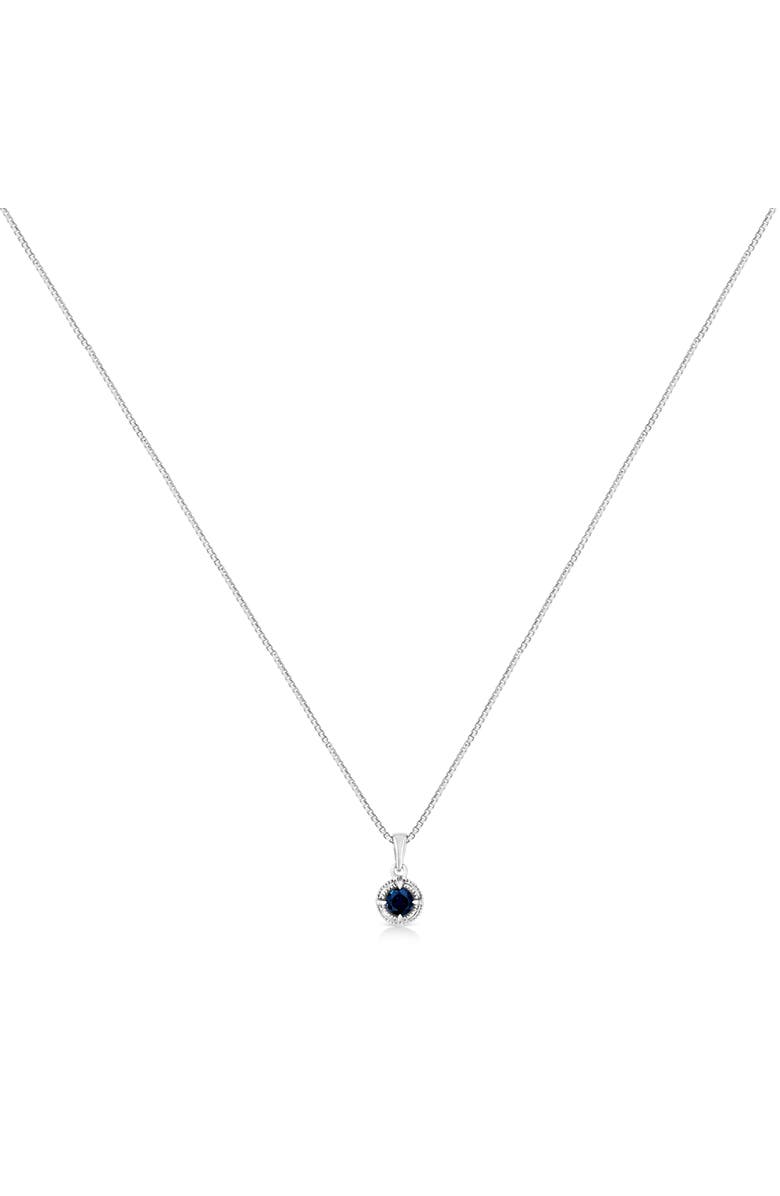 Haus of Brilliance Silver 3/4 Cttw Treated Blue Diamond Solitaire 18" Milgrain Pendant Necklace, Alternate, color, Blue Diamond