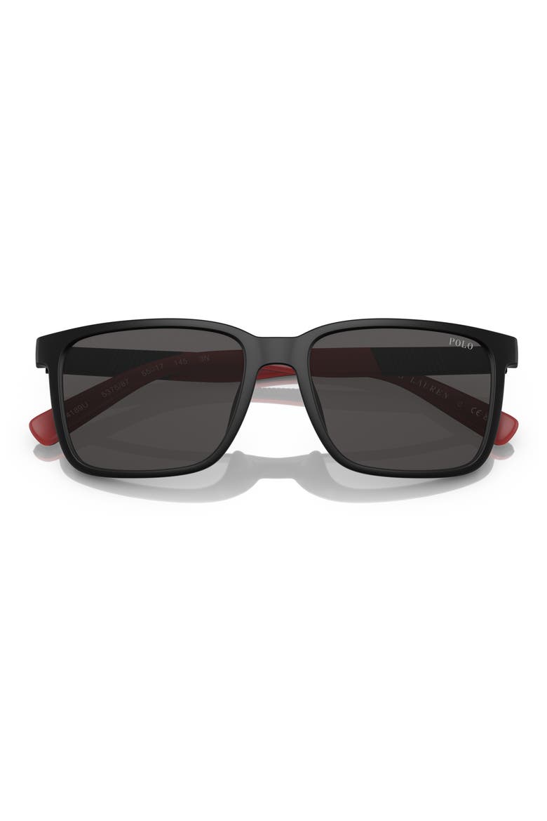 PH4189U 55mm Rectangular Sunglasses, Alternate, color, MATTE BLACK / DARK GREY