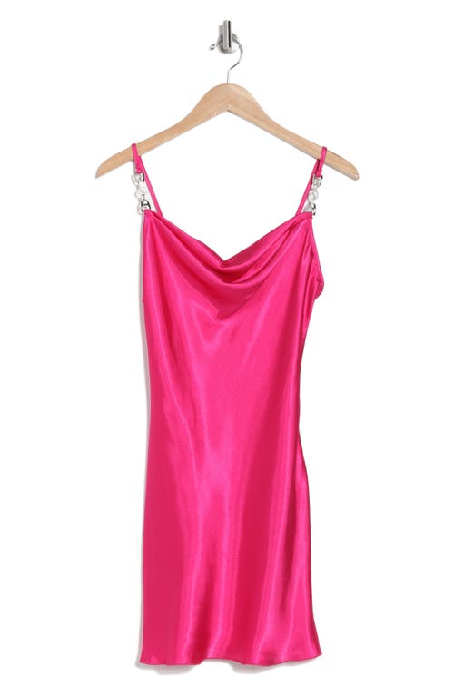 Jump Apparel Satin Cowl Neck Slip Dress In Pink