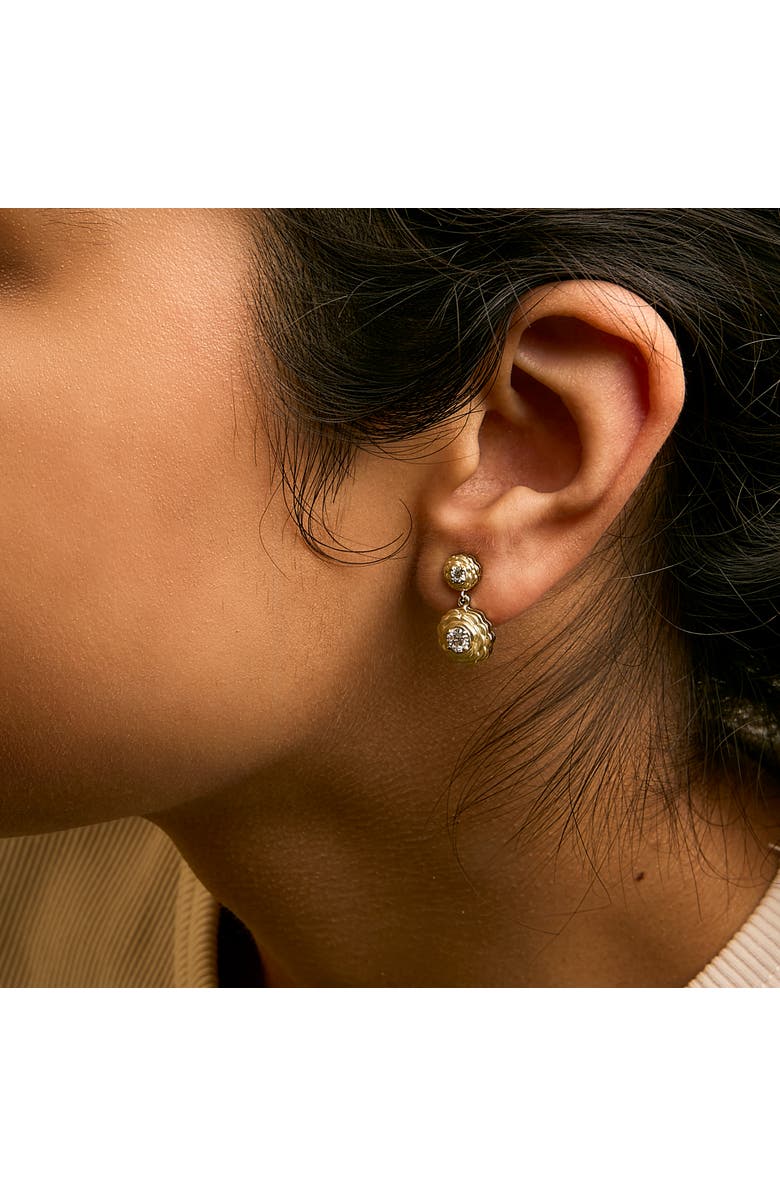 Haus of Brilliance 14K Yellow Gold Plated Sterling Silver 1/2 Cttw Lab Grown Diamond Rose Motif Drop Earrings, Alternate, color, Yellow Gold Over Silver