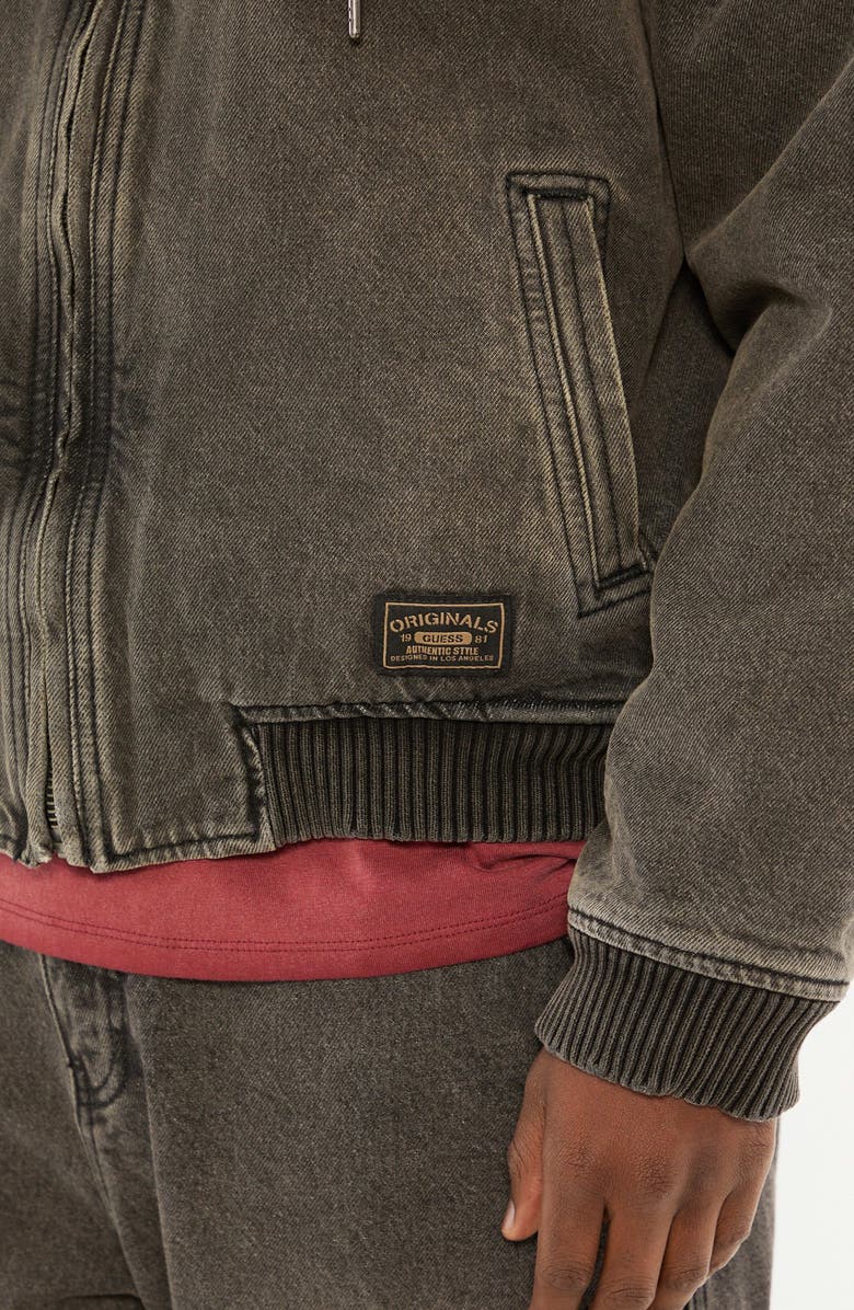 GUESS ORIGINALS Originals Hooded Sanded Denim Zip Jacket, Alternate, color,