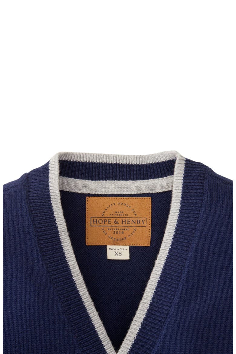 Baby Boys' Organic Tipped Cardigan with Elbow Patches, Infant, Alternate, color, Navy