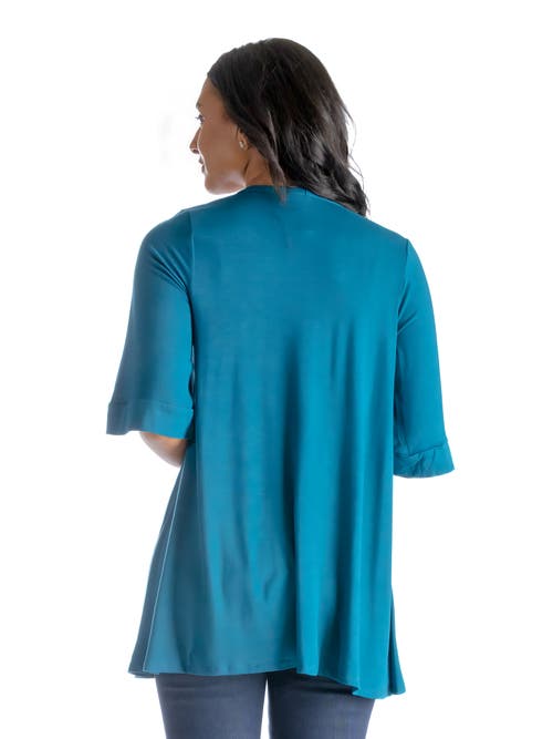 24seven Comfort Apparel Open Front Elbow Length Sleeve Cardigan
