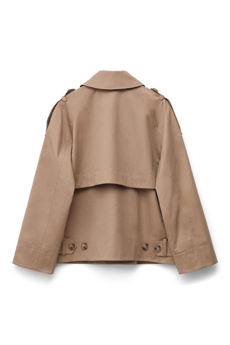 Double Breasted Cotton Crop Trench Jacket, Alternate, color, BEIGE MEDIUM DUSTY