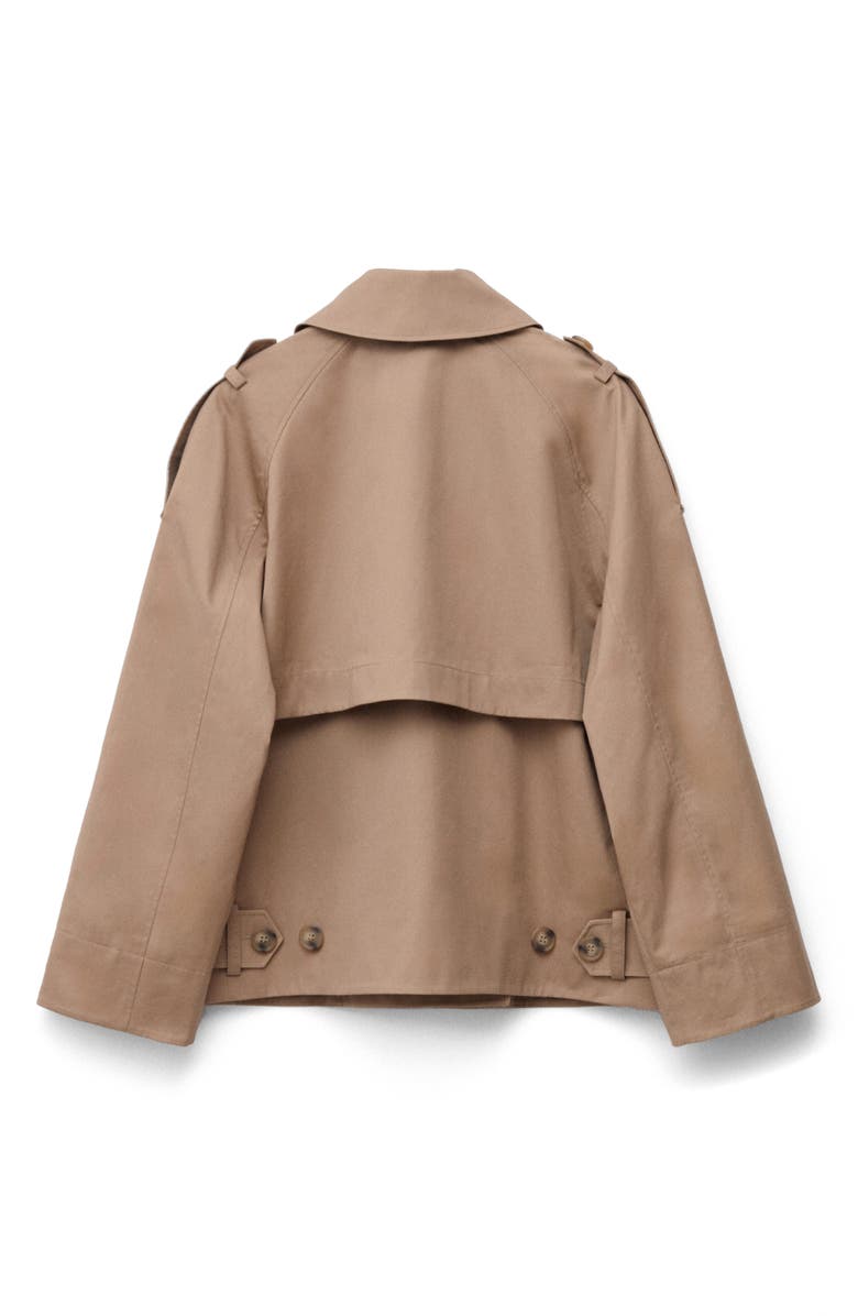 & Other Stories Double Breasted Cotton Crop Trench Jacket, Alternate, color, Beige Medium Dusty