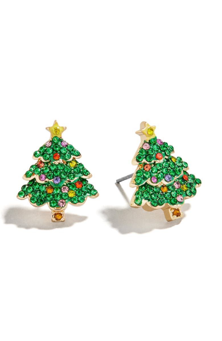 BaubleBar Assorted 2-Pack Spruced Up Santa Stud Earrings, Alternate, color, Gold Multi