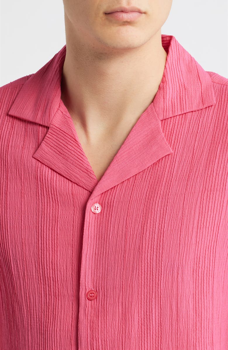 KROST Plissé Camp Shirt, Alternate, color, Raspberry Sorbet