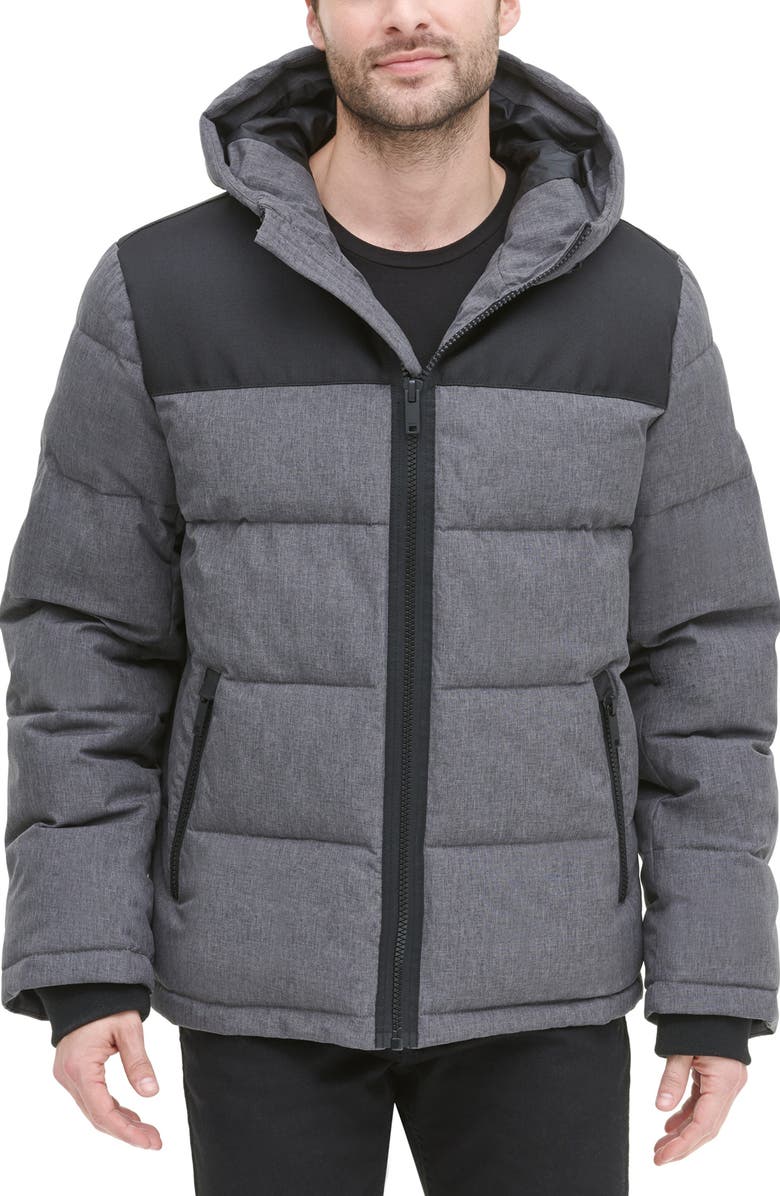 DKNY Puffer Jacket, Alternate, color, Heather Char