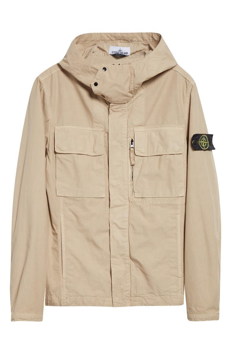 Stone Island Short Cotton Twill Parka, Alternate, color, V009a Desert