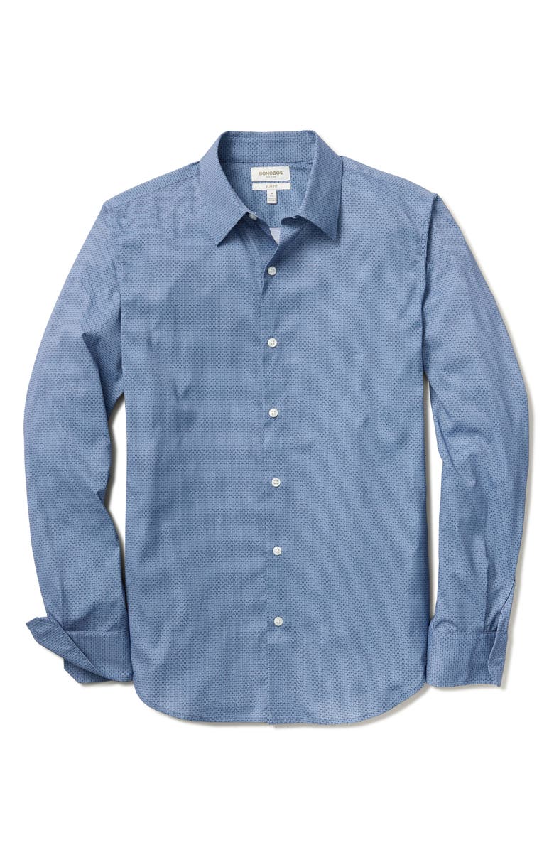 Bonobos Tech Slim Fit Geo Print Performance Button-Up Shirt, Alternate, color, Greville Texture