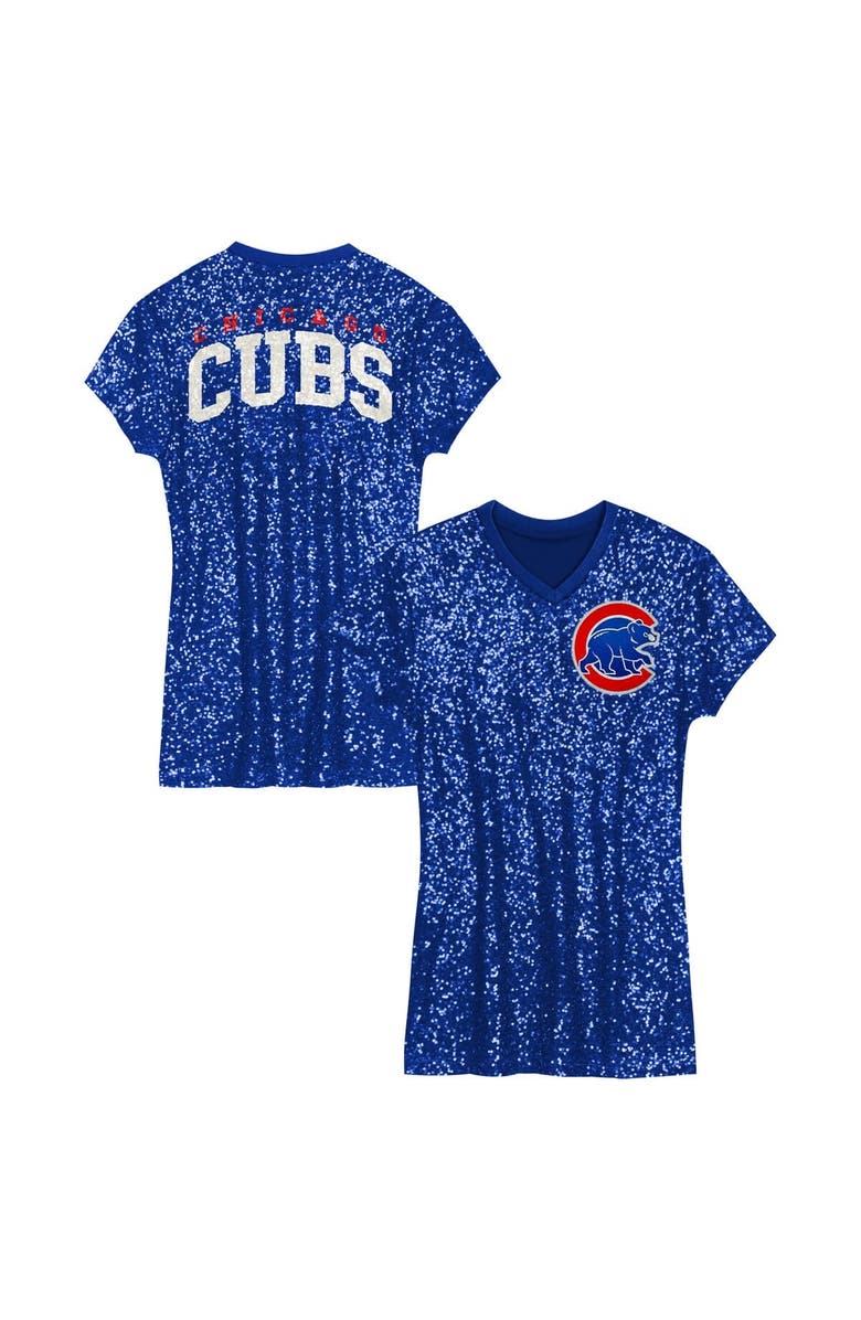 Outerstuff Girls Youth Royal Chicago Cubs Sequin V-Neck Dress, Main, color, Royal