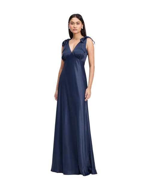 Nora Tie Shoulder Satin Maxi Dress