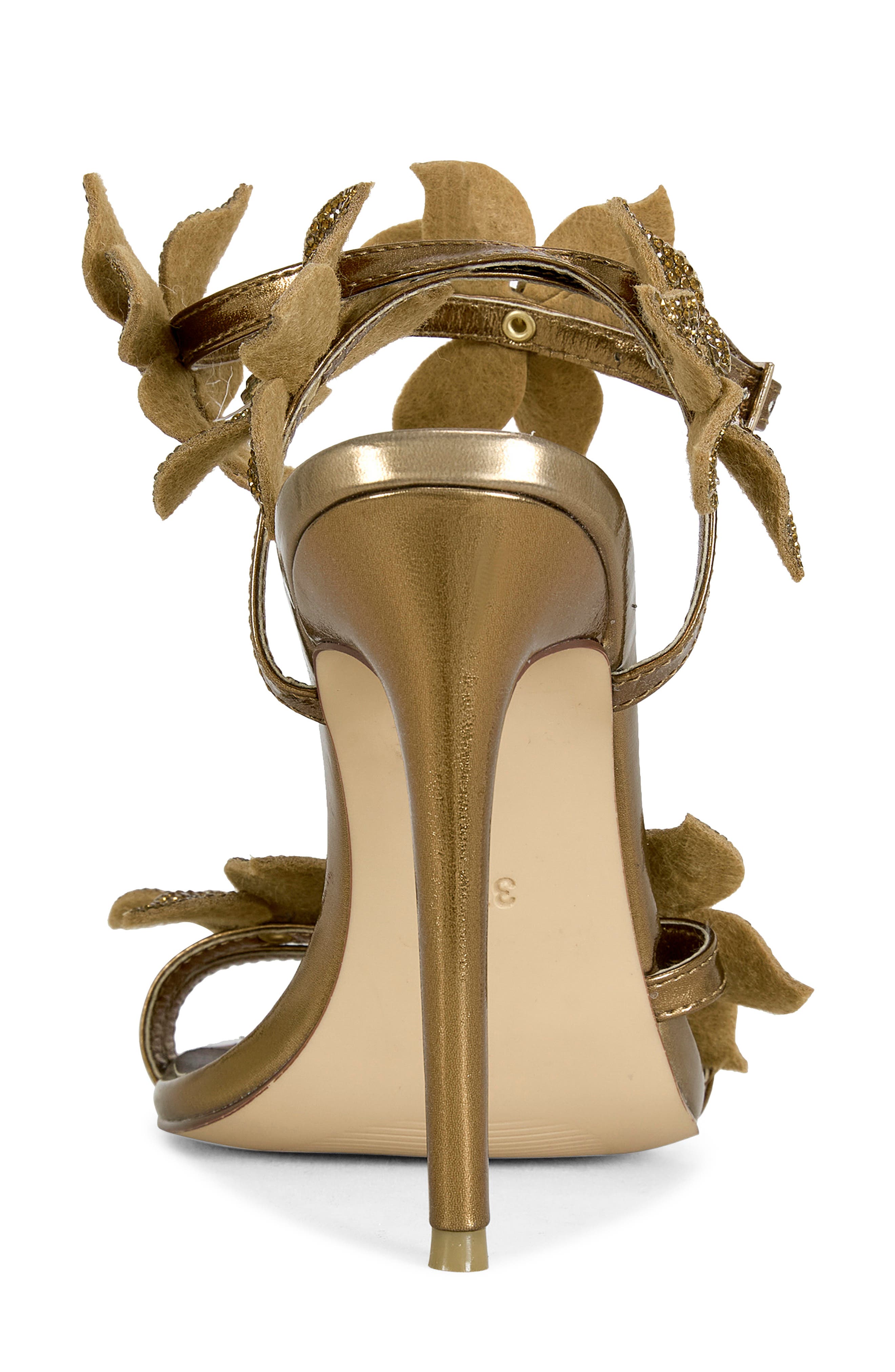 AZALEA WANG Romi Floral Ankle Strap Sandal, Alternate, color, Bronze