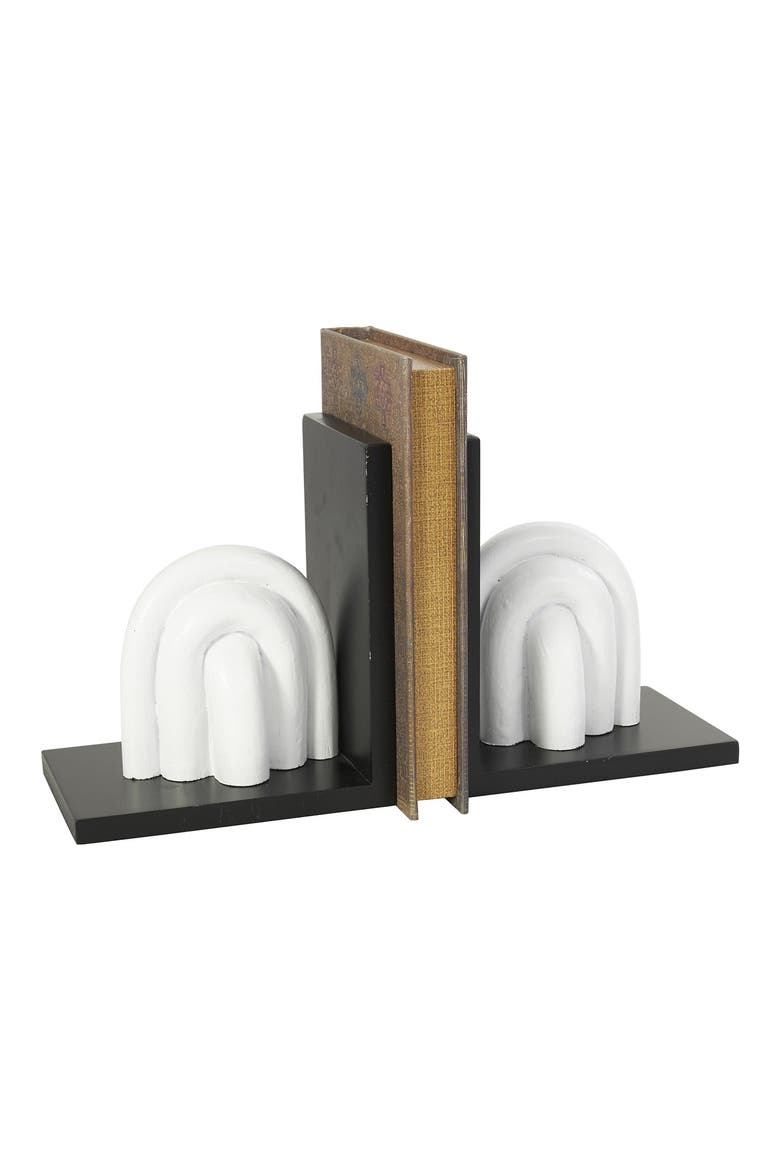 Contemporary Set of 2 Bookends, Alternate, color, WHITE