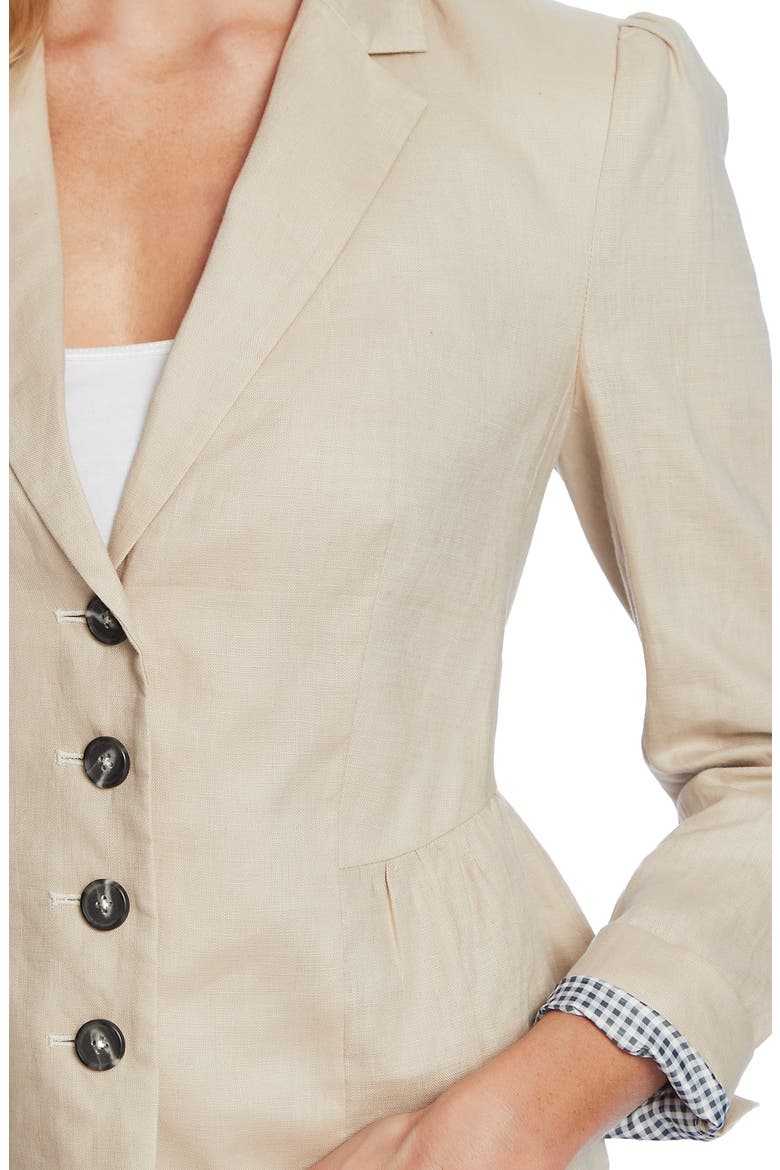 Peplum Linen Jacket, Alternate, color, CRISP SAND