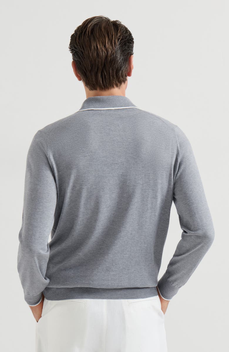 Brunello Cucinelli Cotton and cashmere knit polo, Alternate, color, Dark Grey