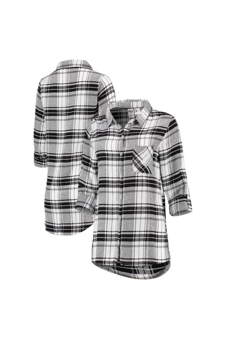 Women's Concepts Sport Black/Gray Chicago White Sox Accolade Flannel Nightshirt, Main, color, Black