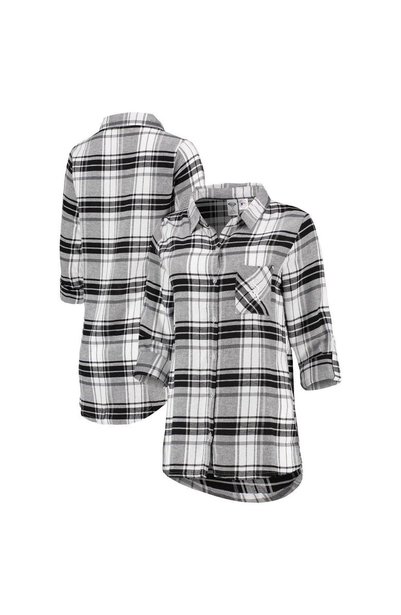 CONCEPTS SPORT Women's Concepts Sport Black/Gray Chicago White Sox Accolade Flannel Nightshirt, Main, color, Black