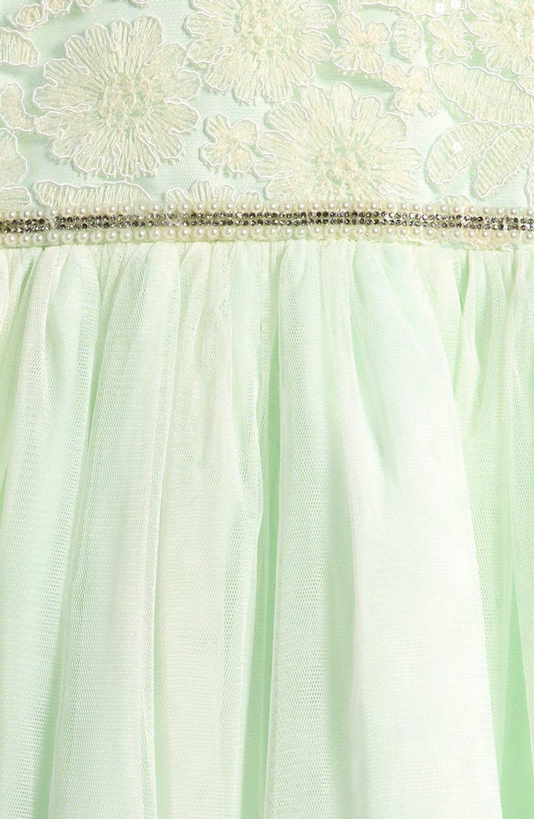 Iris & Ivy Kids' Ruffle Shoulder Tulle Party Dress, Alternate, color, Green