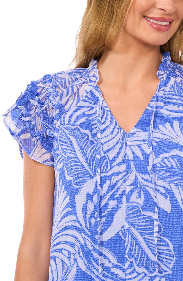 CeCe Print Ruffle Flutter Sleeve Top, Alternate, color, 