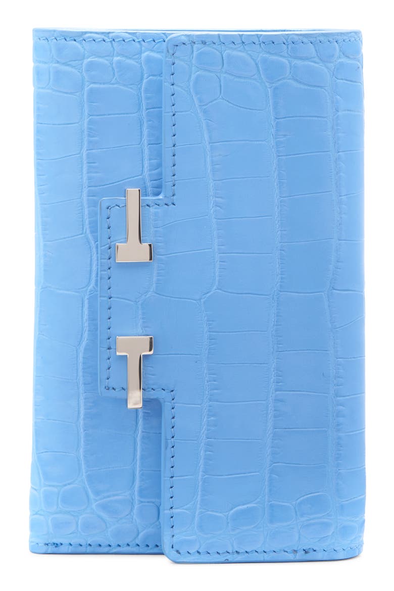 Aube Croc Embossed Compact Wallet, Main, color, LICHEN BLUE
