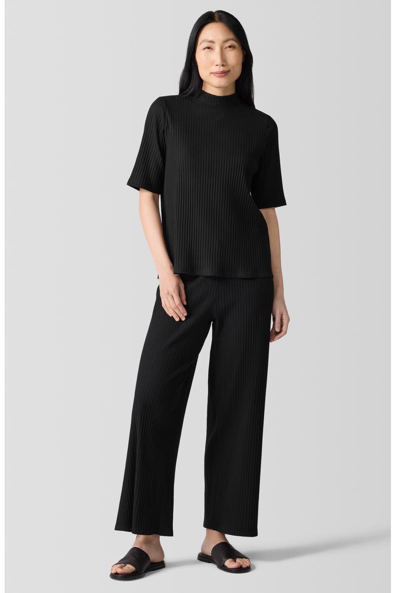 Mock Neck Rib Top, Alternate, color, BLACK