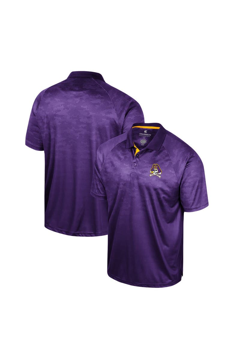 COLOSSEUM Men's Colosseum Purple ECU Pirates Honeycomb Raglan Polo, Main, color, 