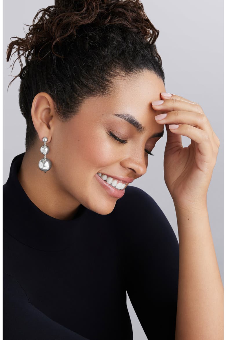 Caviar Bubbly Drop Earrings, Alternate, color, SILVER
