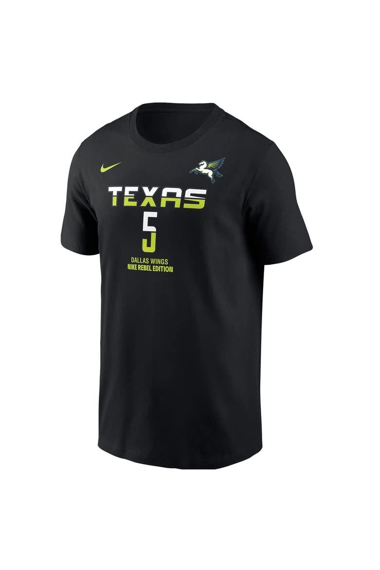 Men's Nike Paige Bueckers Black Dallas Wings 2025 WNBA Draft Rebel Edition Name & Number T-Shirt, Alternate, color, Black