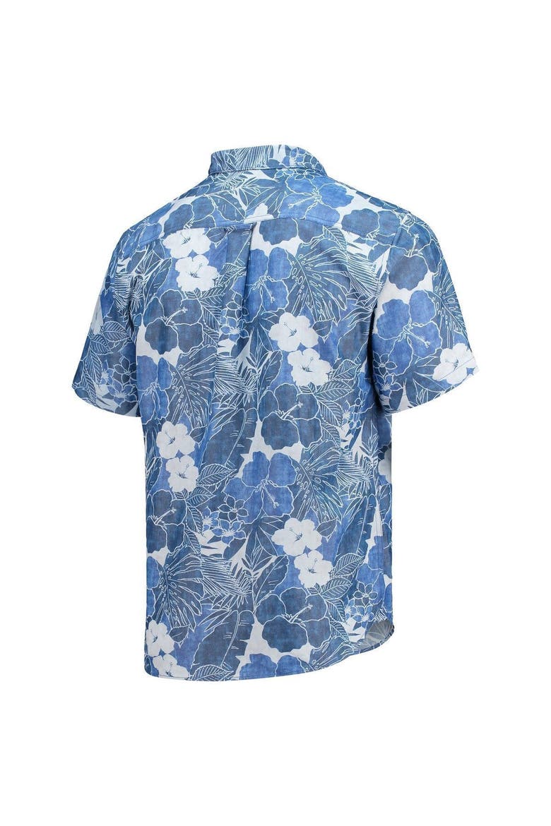 Men's Tommy Bahama Blue Kyle Larson Coconut Point Playa Flora Camp Button-Up Shirt, Alternate, color, Blue