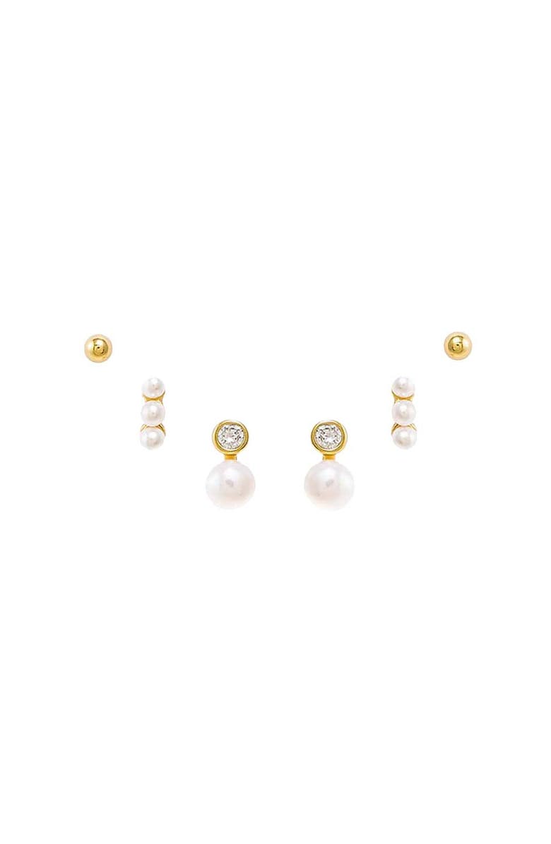 BY ADINA EDEN CZ & Pearls Stud Earring Combo Set, Main, color, White