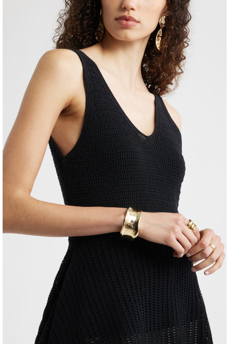 V-Neck Peplum Sweater Tank, Alternate, color, BLACK