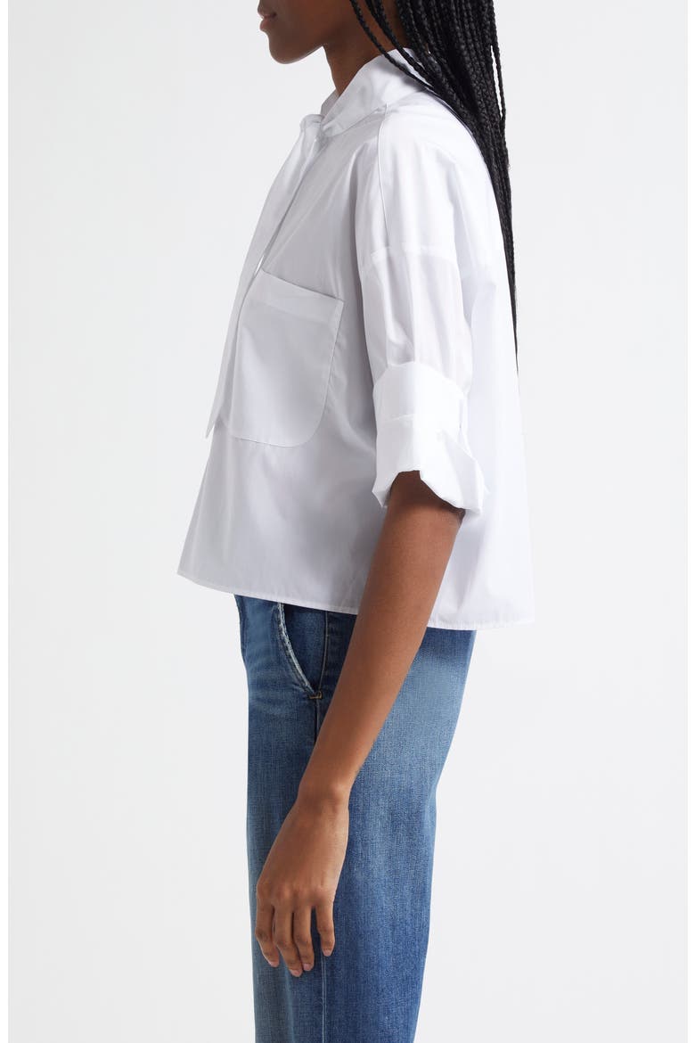 Next Ex Tie Neck Crop Shirt, Alternate, color, WHITE