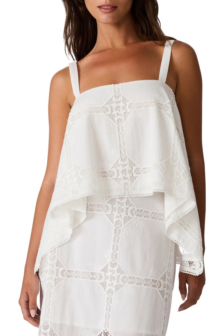 Ainslee Embroidered Detail High-Low Cotton Top, Main, color, ANTIQUE