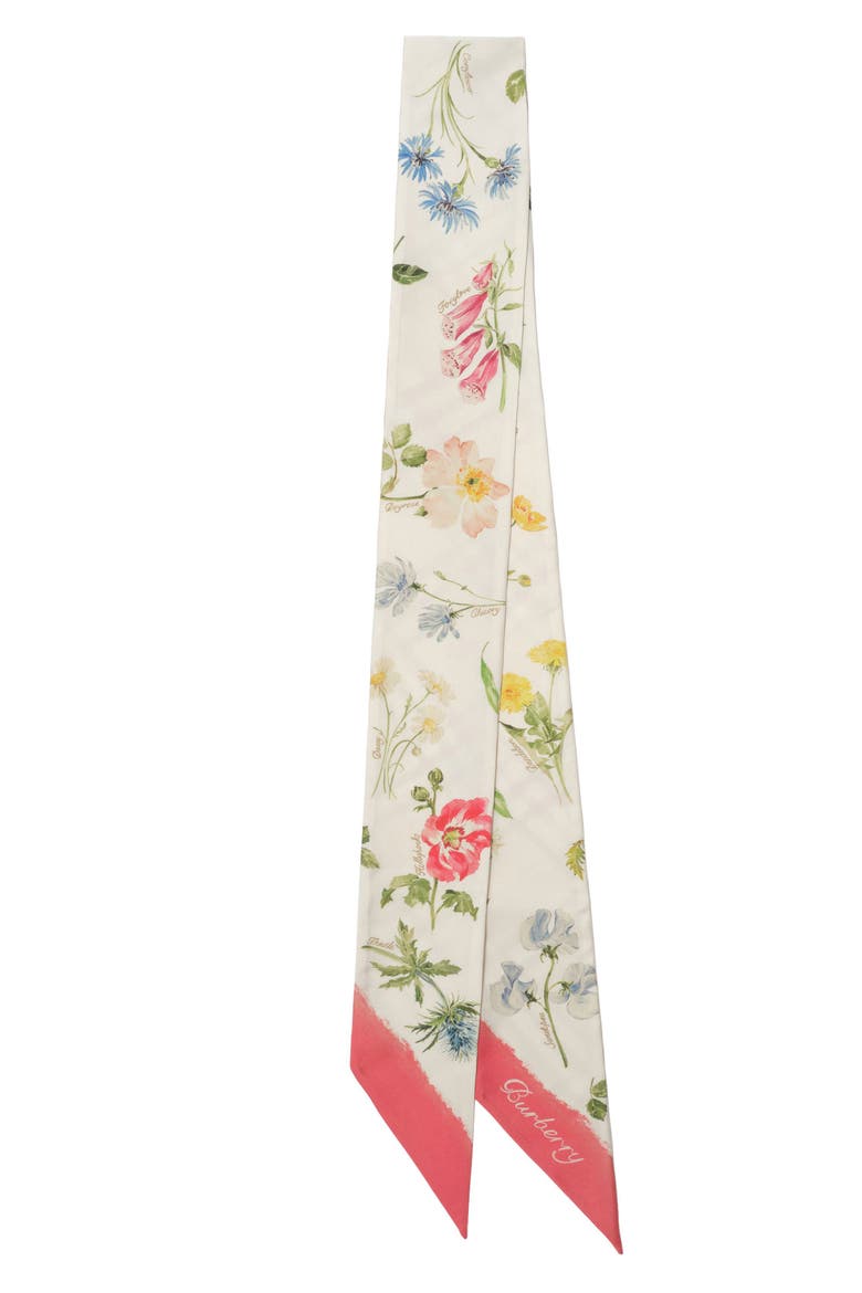 Blooms of Britain Silk Skinny Scarf, Alternate, color, SESAME BEIGE