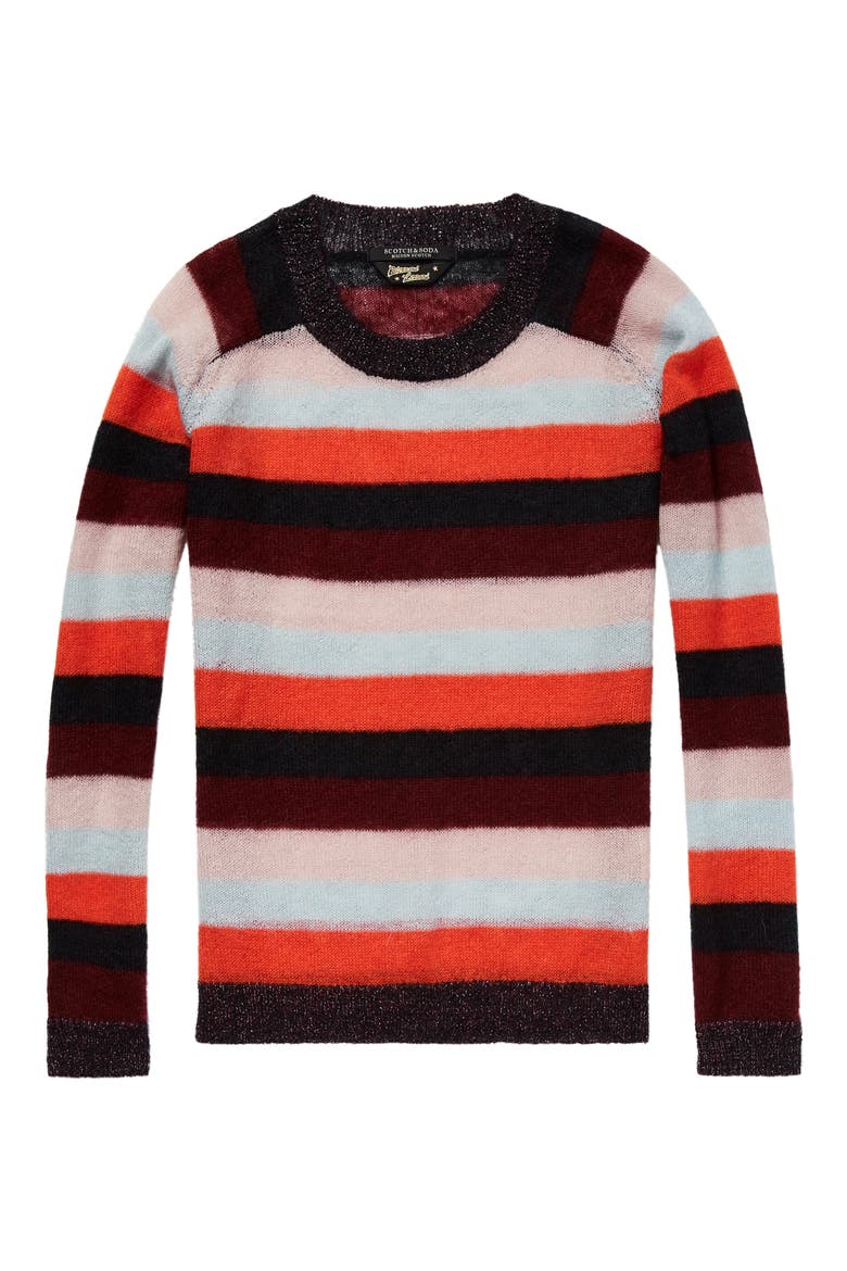 Stripe Sweater, Alternate, color, ORANGE BURGUNDY LT BLUE STRIPE