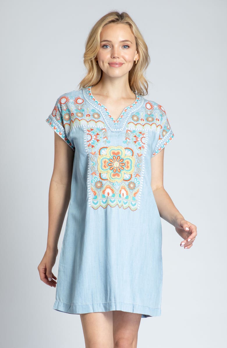 APNY Floral Embroidered Shift Minidress, Alternate, color,