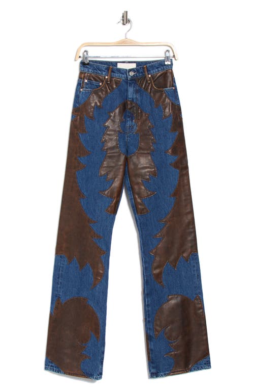 Mother The Saloon Faux Leather Patchwork Jeans In Blue