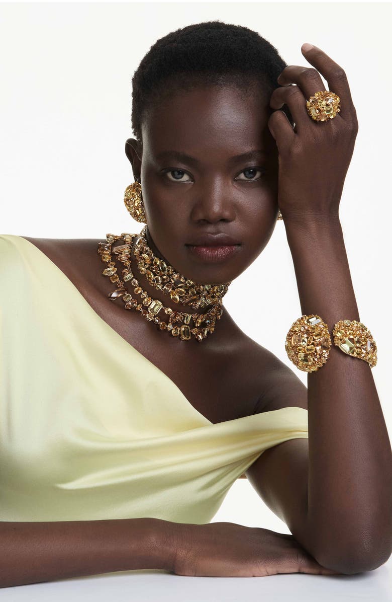 Swarovski Gema Cocktail Ring, Alternate, color, Gold/ Yellow