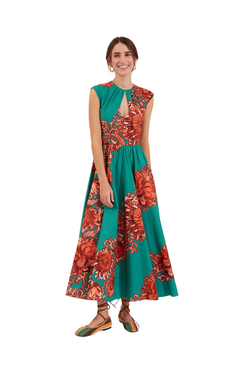 La DoubleJ Keyhole Dress Anemone Ghirlanda Green, Main, color, Anemone Ghirlanda Green
