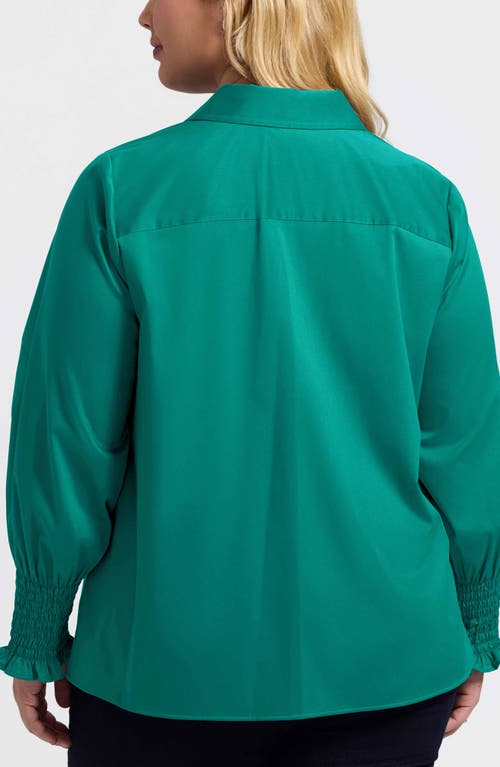 Foxcroft Avril Matte Sateen Button-up Shirt In Green