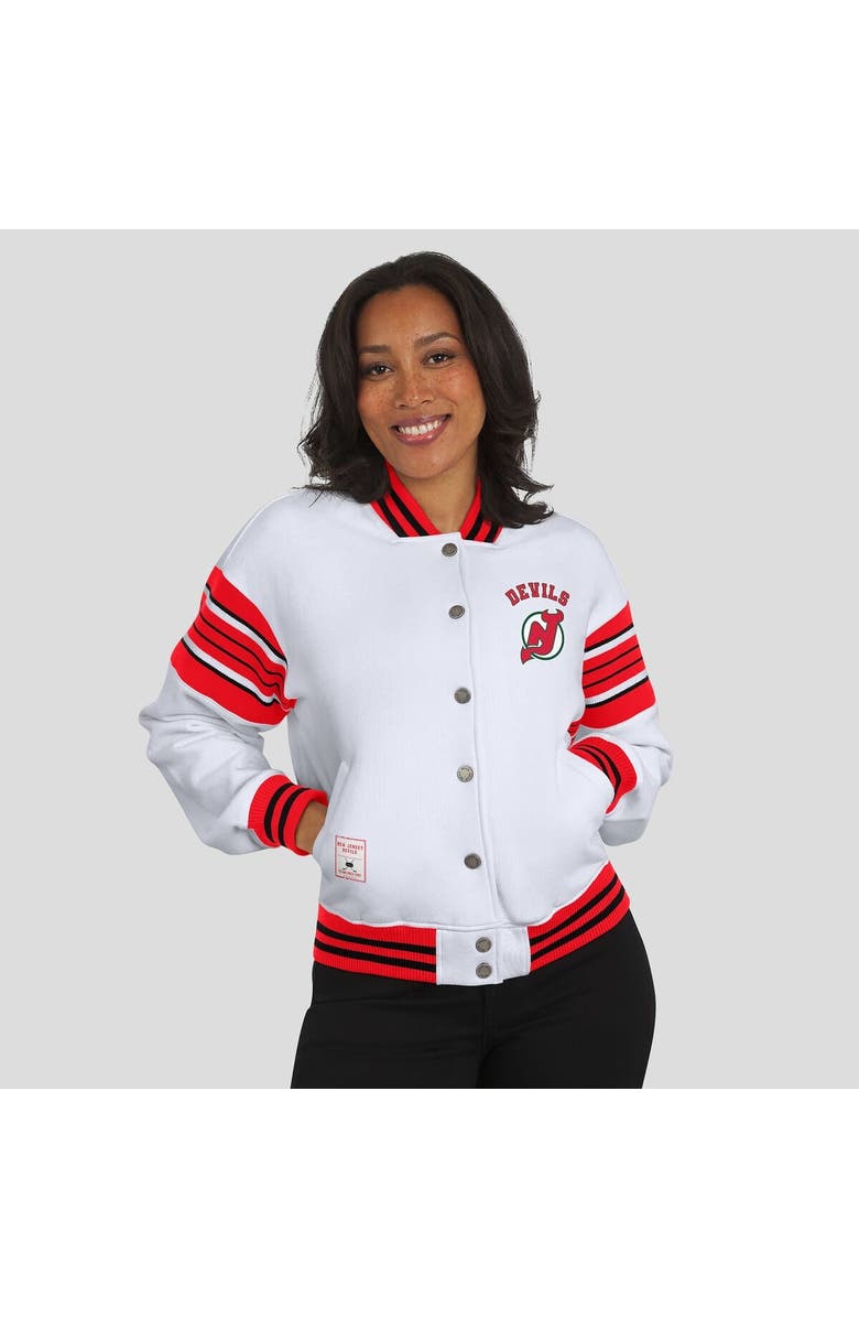 WEAR by Erin Andrews Women
s WEAR by Erin Andrews White/Red New Jersey Devils Full-Snap Fleece Sweatshirt Jacket, Alternate, color, Red
