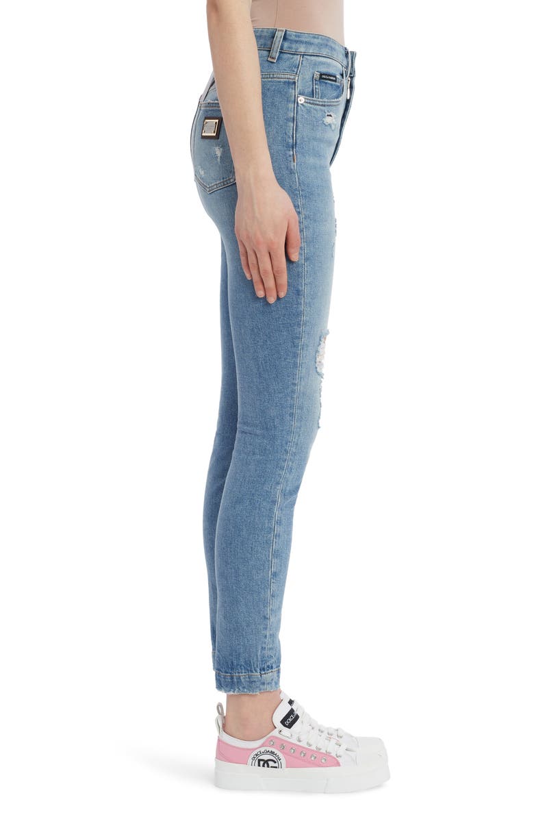 Dolce&Gabbana Audrey Ripped Ankle Skinny Jeans, Alternate, color, 