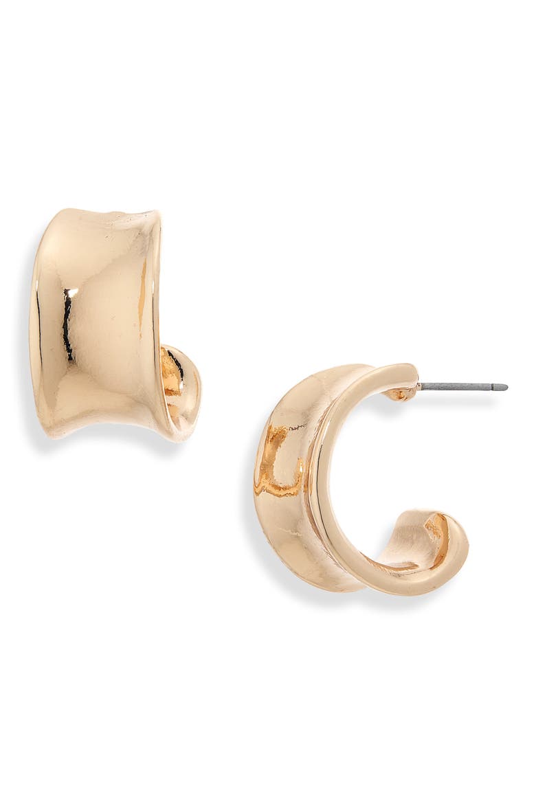 Concave Hoop Earrings, Main, color, GOLD